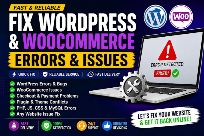 fix wordpress errors and woocommerce checkout issues