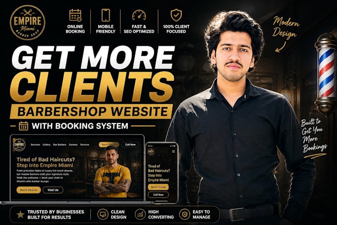 design a high converting barbershop website with booking system