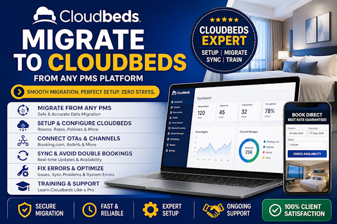migrate your pms to cloudbeds and train you to use cloudbeds like a pro