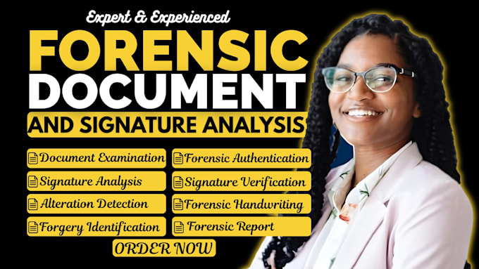 do forensic document authentication, examination of documents and signatures