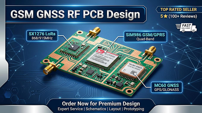 design GSM, gnss rf pcb using sx1276, sim986, mc60