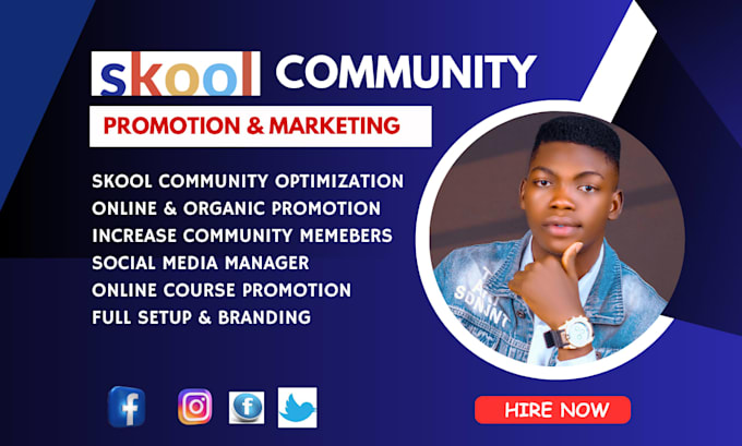 do skool promotion, online course promotion, skool community manager