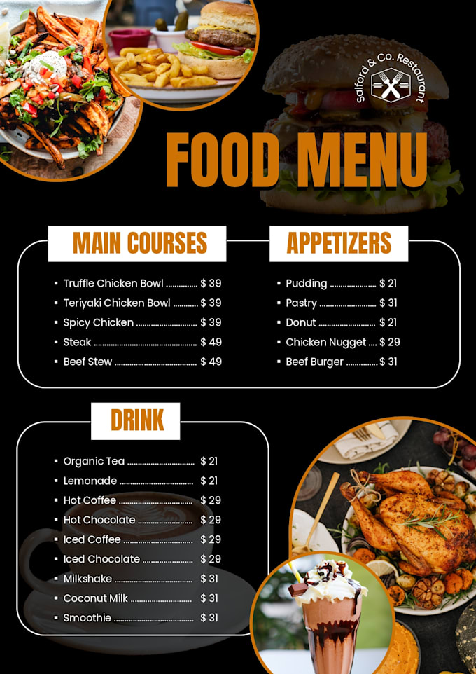 create modern and attractive food menu design