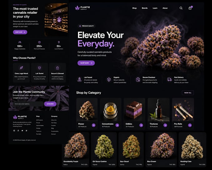 do a dark theme cbd website cannabis cbd store hemp website