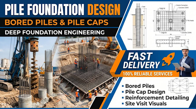 Design pile foundation, pile cap and deep foundation with geotechnical ...