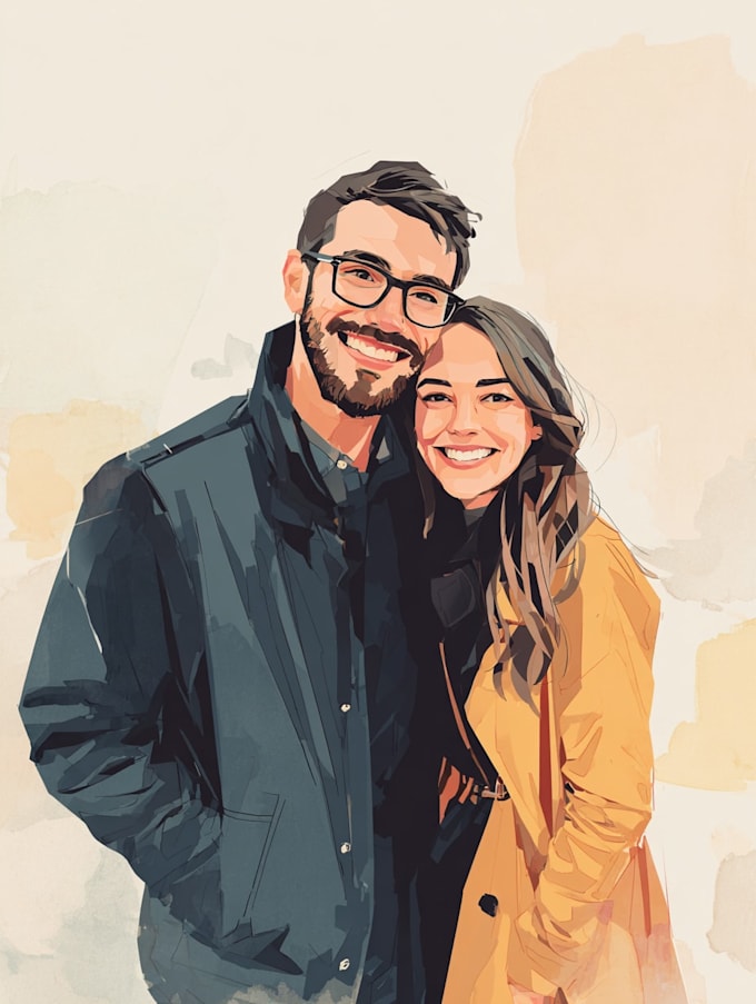 draw cute couple portraits