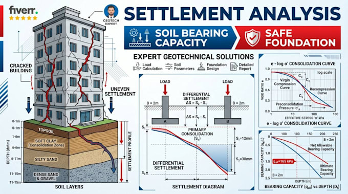 do foundation settlement analysis and soil bearing capacity calculation