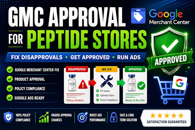 optimize peptide supplement store for gmc approval and ads