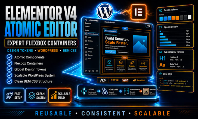 Elementor v4 atomic editor expert flexbox containers design tokens ...