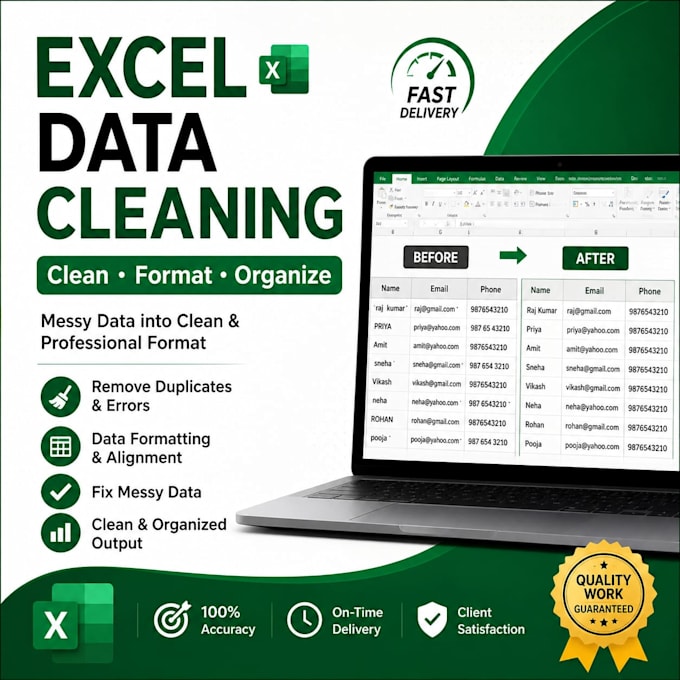 do excel data cleaning,formatting and data analysis