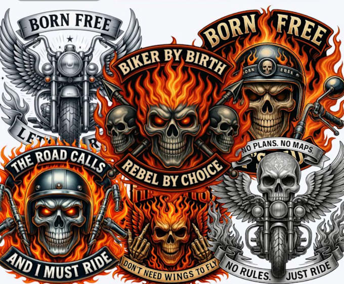 design high quality skull biker motorcycle logo