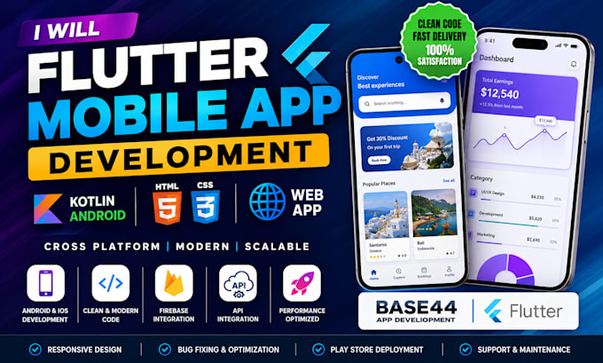 mobile app flutter app development kotlin android ios html css web app
