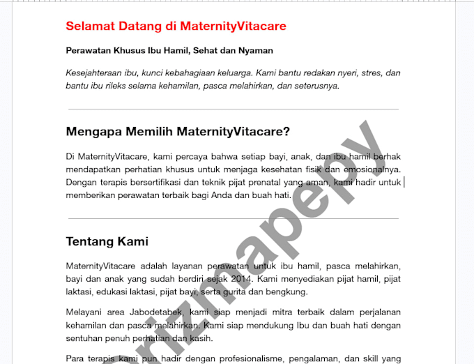 indonesian SEO landing page as your copywriter