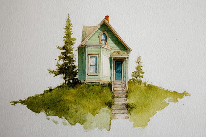 paint watercolor house portrait