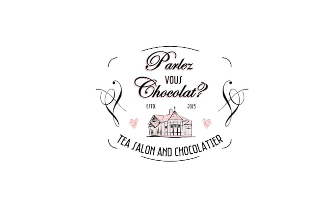 design rococo shabby chic tea salon logo chocolate
