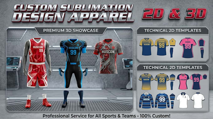 create 3d realistic uniform mockups and custom apparel sublimation designs