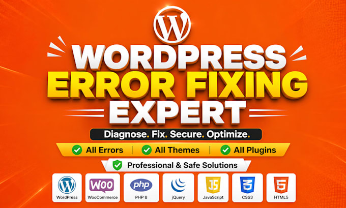fix wordpress errors, woocommerce bugs, broken website in 30 minutes
