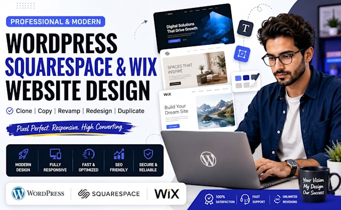 clone copy redesign revamp duplicate design wordpress squarespace wix wordpress