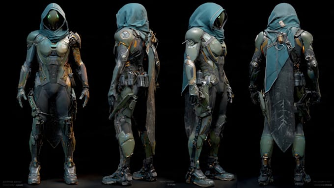 a sci fi character illustration or sci fi character