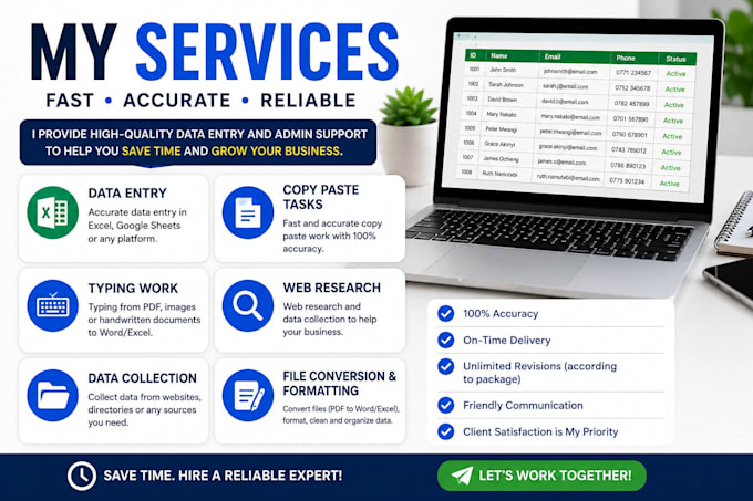 do fast and accurate data entry, copy paste and typing work