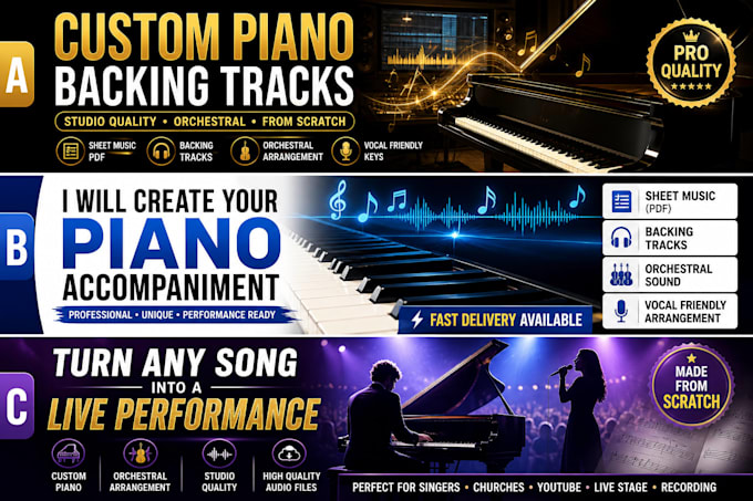 create professional piano accompaniment, backing tracks, sheet music arrangement