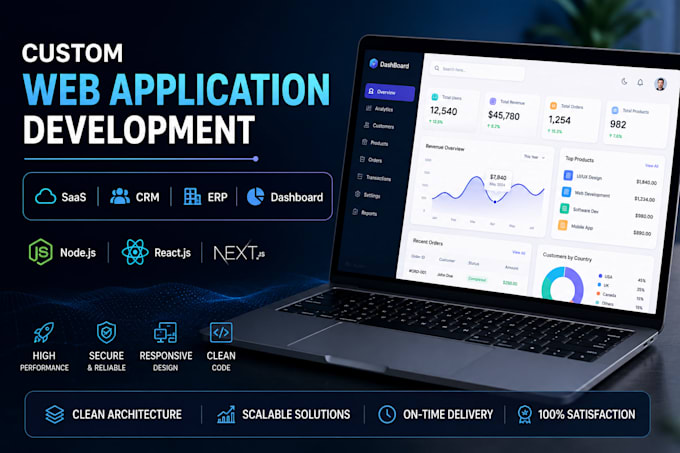 develop custom web application using node js and react