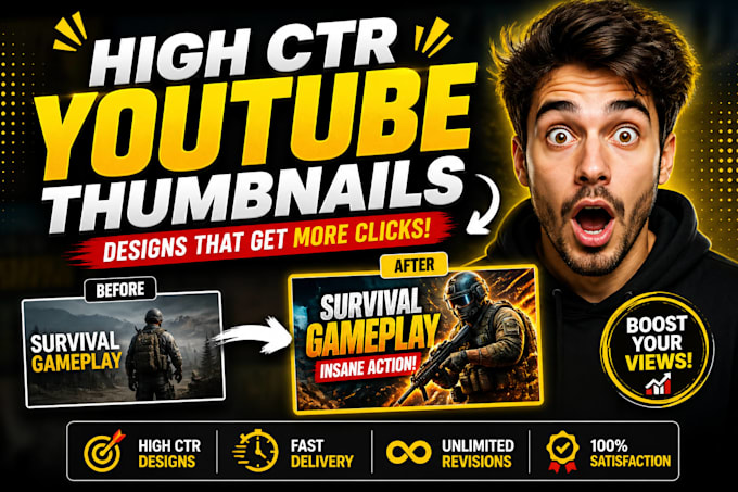 design high CTR youtube thumbnails fast