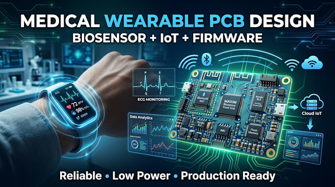 develop medical grade wearable pcb biosensor with firmware and iot
