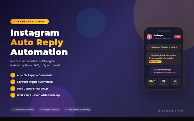 setup instagram auto dm bot using manychat for your business