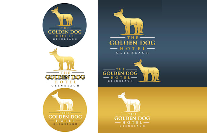 design golden dog hotel logo
