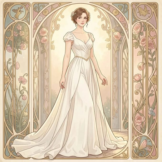 create illustrations in art nouveau style
