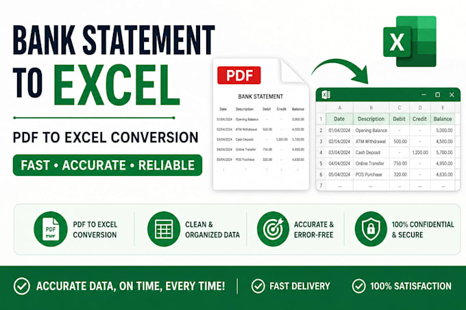 clean and convert bank statements to excel