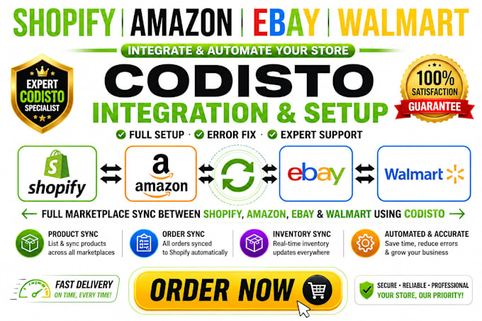 setup codisto shopify integration for amazon, walmart and ebay marketplaces