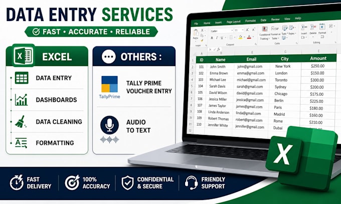 do excel data entry, professional excel dashboard, sorting and formatting