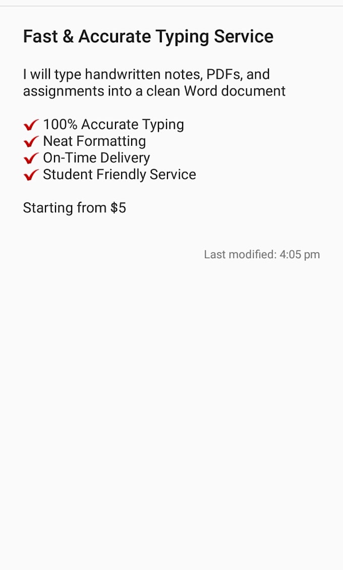 type your handwritten notes and assignment into documents