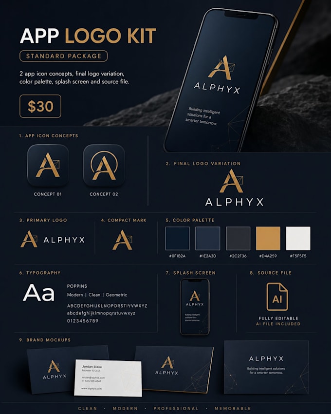 design a custom app icon, logo and launch kit
