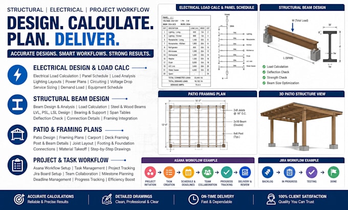 design electrical load calc asana workflow structural beam patio framing plans