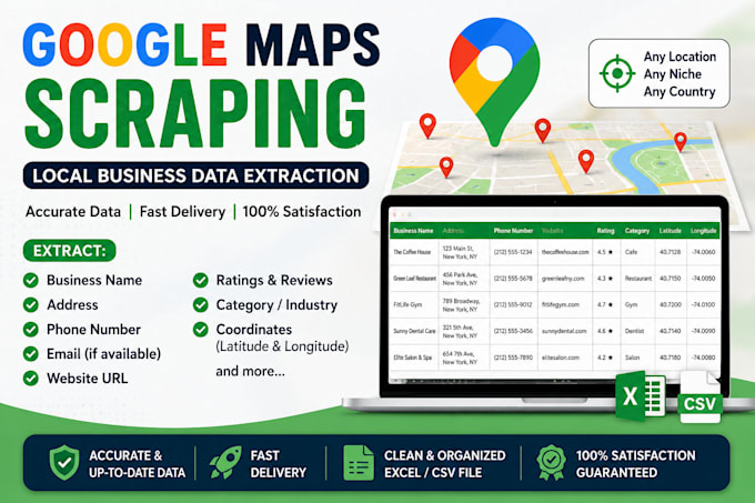 scrape google map data for lead generation, b2b data extraction