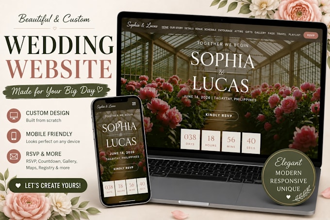 build a luxury custom wedding website for your special day