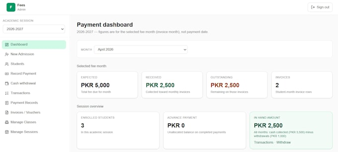 build a custom school fees management system using mern stack