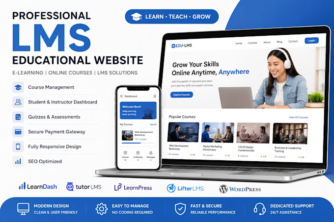 design wordpress lms, elearning, coaching and consulting website