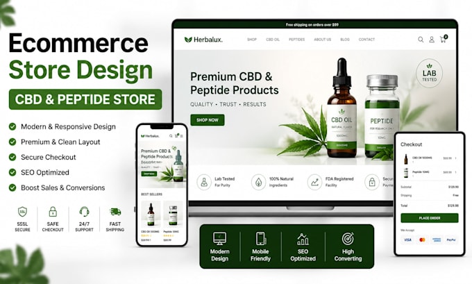 build compliant ecommerce website for cbd and peptide stores