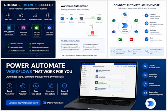 build power automate workflows and business process automation