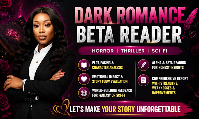 beta read dark romance, horror, thriller and sci fi novels