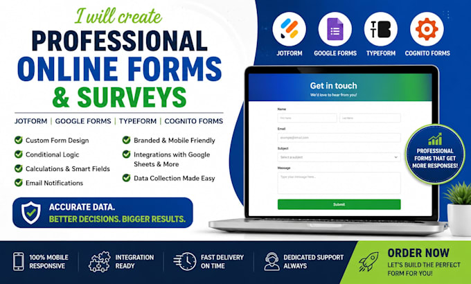 create jotform, google form, cognito form, type form, online form, surveys