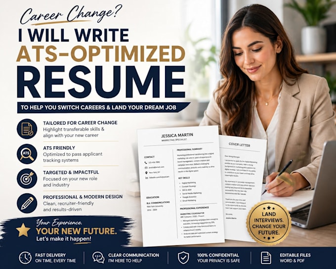 write ats optimized resume CV cover letter and linkedin profile