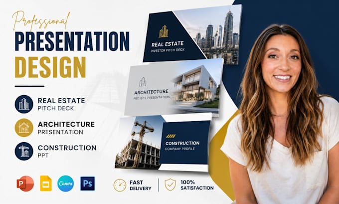 design real estate pitch deck, architecture presentation, construction PPT