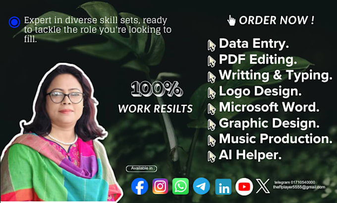 do data entry, digital marketing, logo design, music