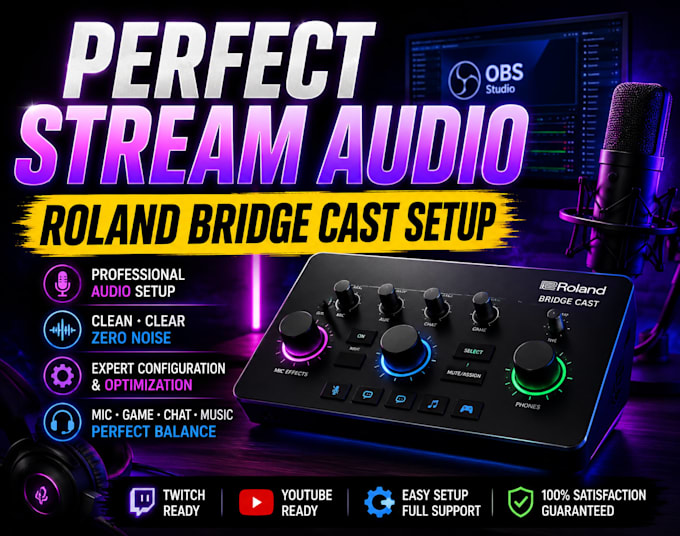 setup roland bridge cast with obs for pro streaming audio