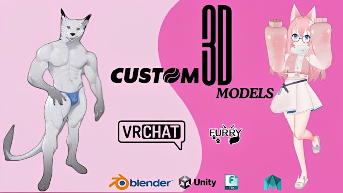 create custom vrchat and furry fursona protogen avatar anime model vrc character